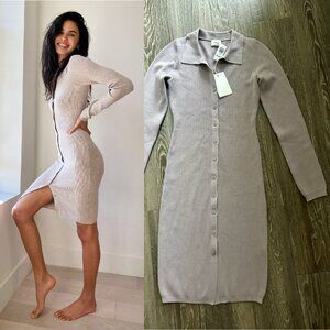 NWT Aritzia Wilfred 'Cove' Knit Sweater Dress in Morado Gray Size Small